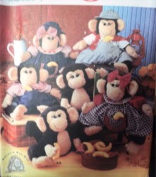7155 16''  FURRY MONKEYS, DRESS, JUMPSUIT, BANANA, HAT PATTERN